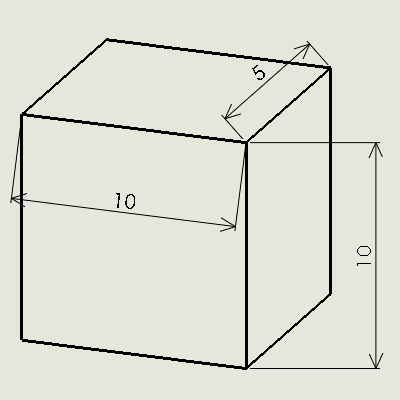 二等角投影図(dimetric projection)
ソリッドワークスでは両等角投影図