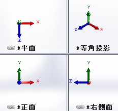 SOLIDWORKSの平面と軸方向