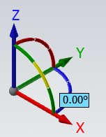 円弧の部分をクリックして軸を回転