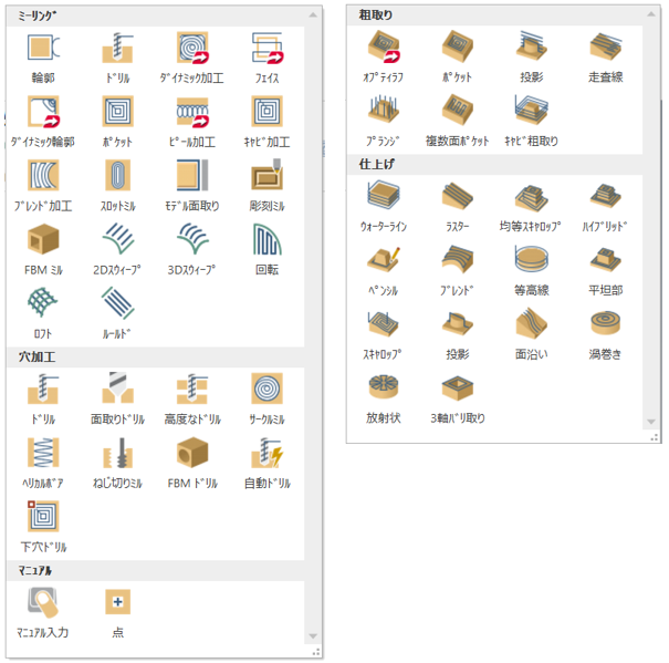 マスターキャムの2D/3Dツールパスコマンド